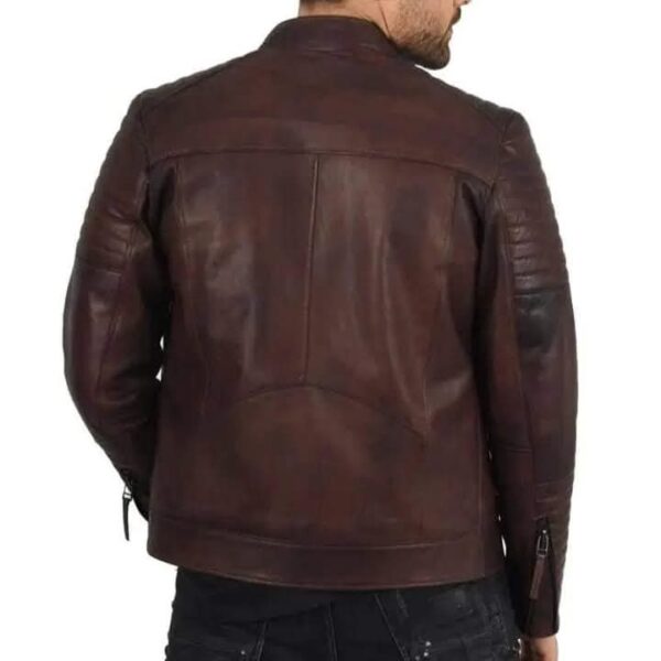 Premium Brown Leather Biker Jacket for Men - Image 2