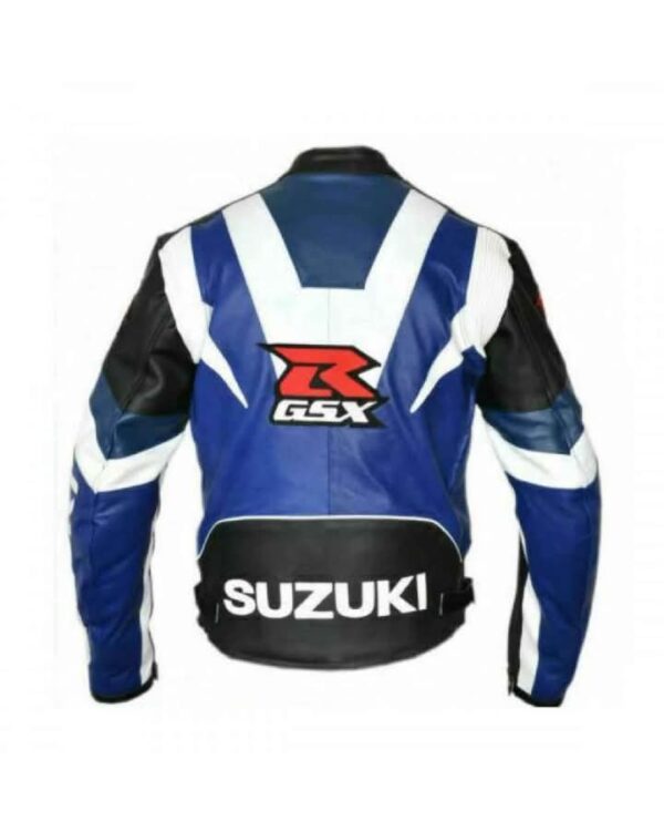 Suzuki GSX Premium Blue & Black Leather Jacket - Image 3