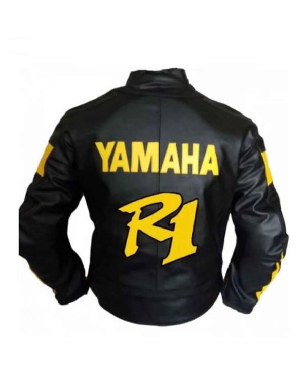 Yamaha R1 Leather Black & Yellow Jacket for Men - Image 3