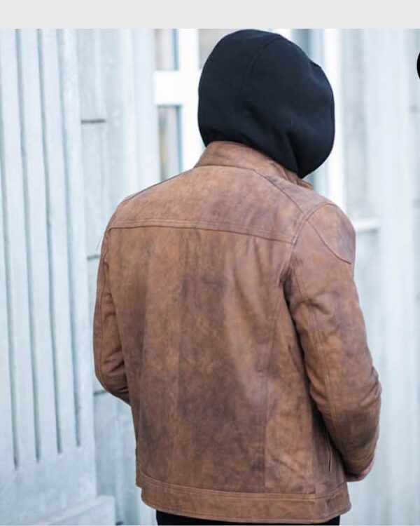 Men's Brown Leather Jacket - Image 5