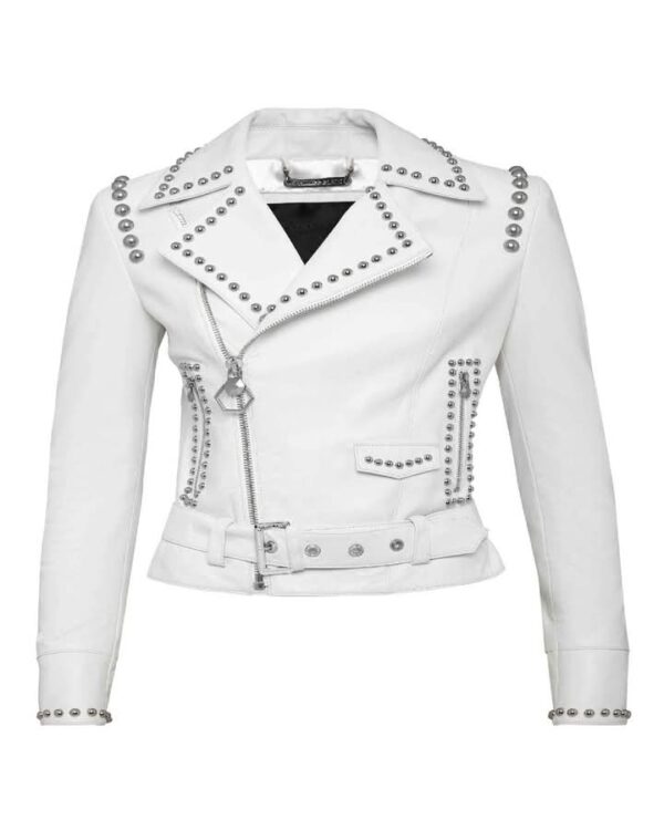 Edgy Studded Genuine Leather Jacket - Image 2