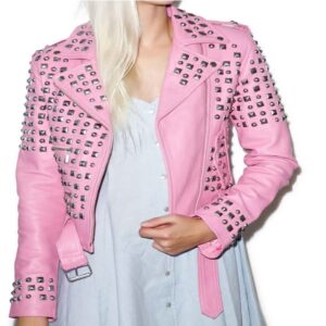 Edgy Studded Genuine Leather Jacket