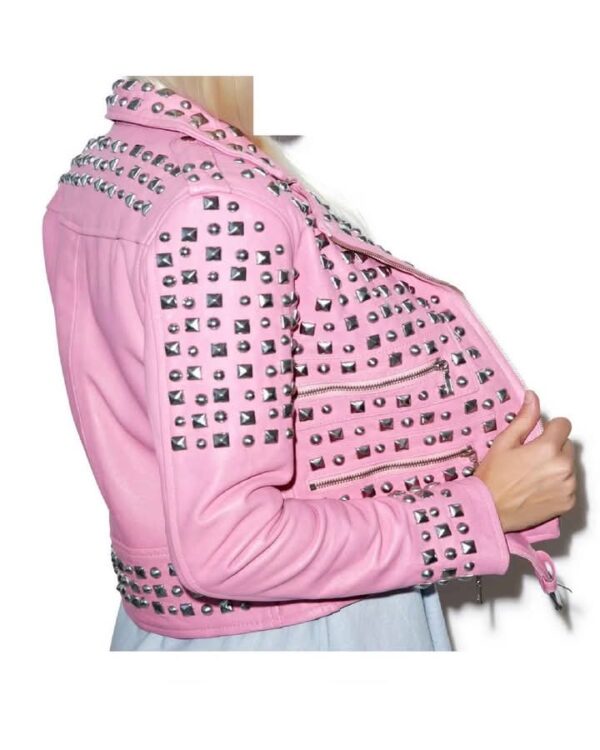 Edgy Studded Genuine Leather Jacket - Image 8