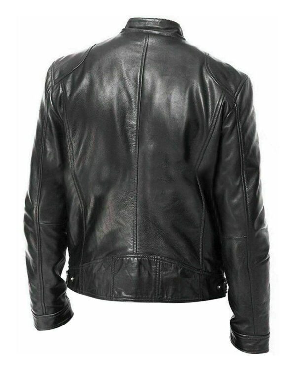 Roy Sheepskin Biker Leather Jacket - Image 3