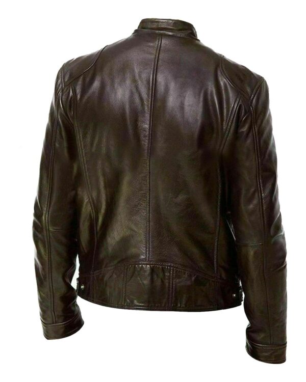 Roy Sheepskin Biker Leather Jacket - Image 4