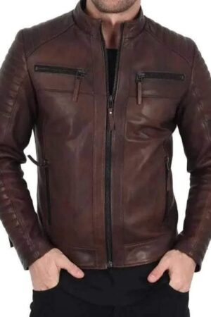 Premium Brown Leather Biker Jacket for Men