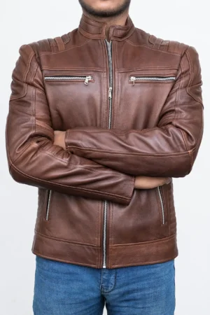 Men Vintage Distressed Leather Jacket